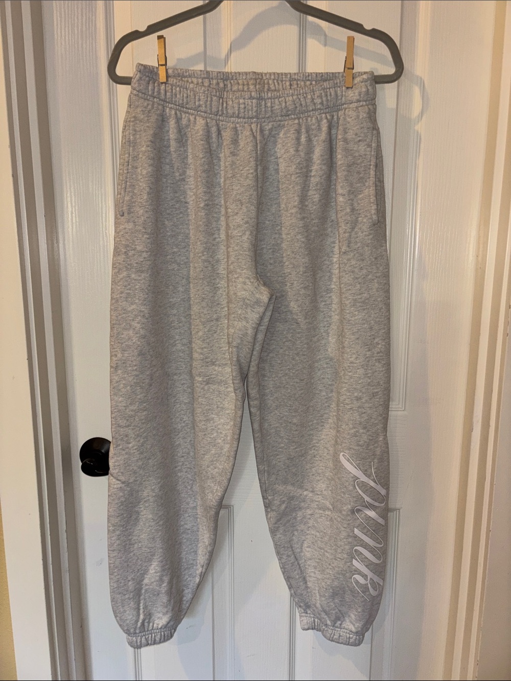 PINK Victoria's Secret Light Gray Graphic Joggers